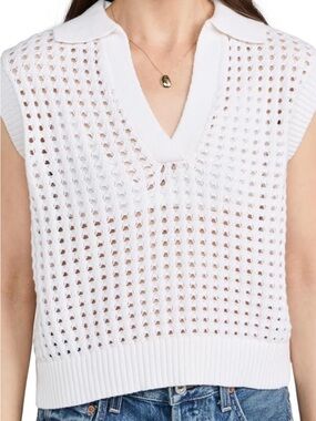 Sanctuary White Crochet Sleeveless Knit Sweater Vest